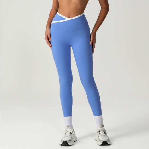 Nude Feel Skinny Yoga Pants Peach Hip Cross High Top Sports Ankle Length Pants Training Running Quick Drying Fitness Pants