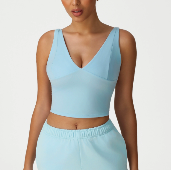V neck Sexy Camisole Yoga Vest Girls Slim Fit Sports Underwear Vest Workout Top