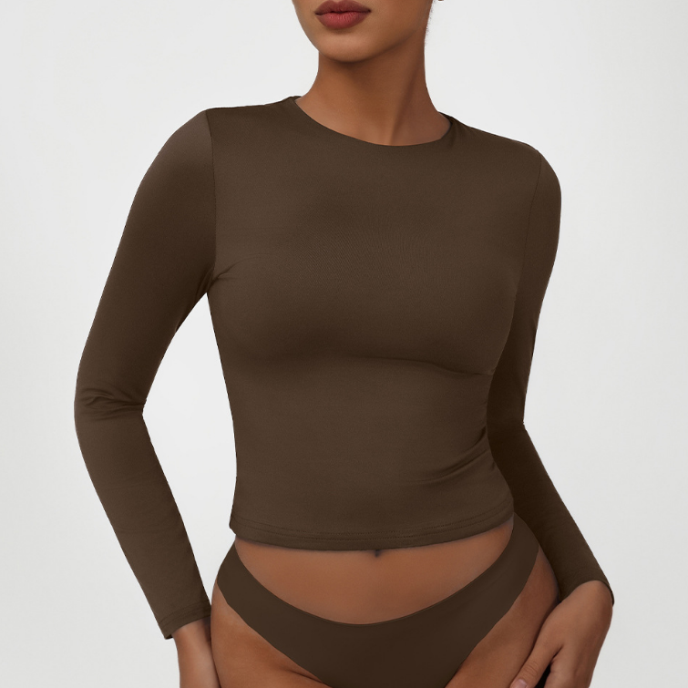 Close Fitting Yoga Long Sleeved Top Anti Exposure High Elastic Dance Training Sports Fitness Clothes T shirt