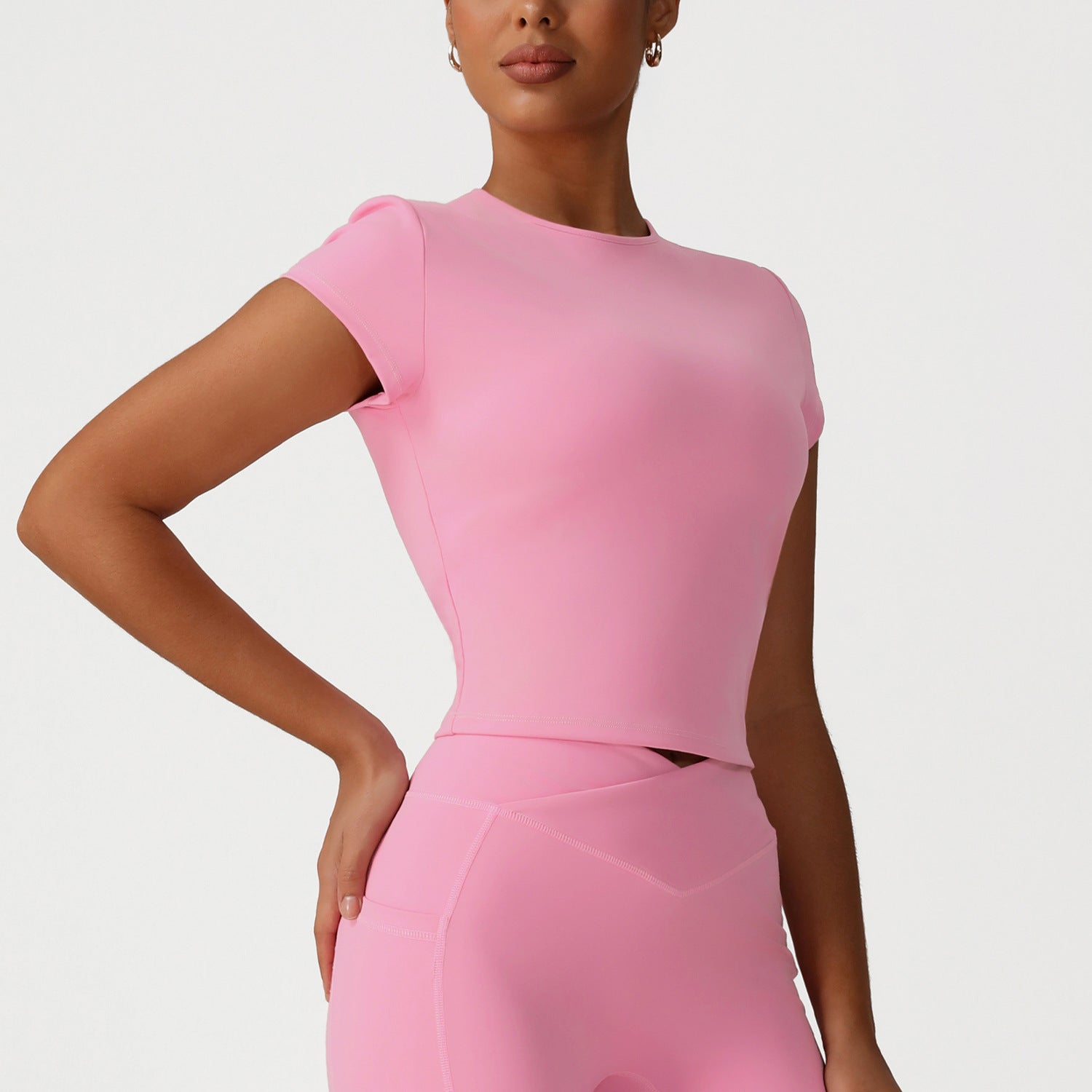 Sports Back Shaping Top round Neck Short Sleeve Skinny Yoga Clothes Quick Drying High Elastic Running T shirt Workout Clothes