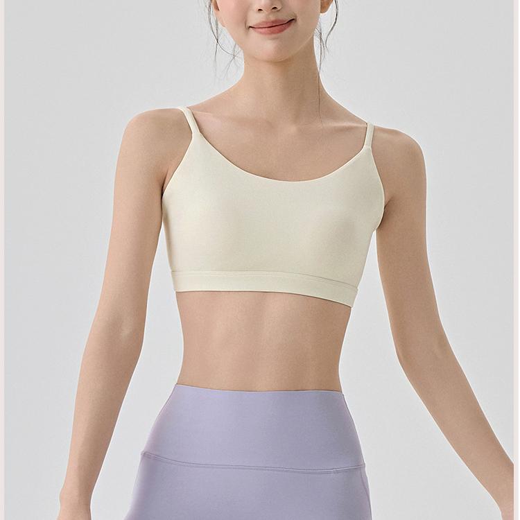 Beauty Back Yoga Underwear Semi Fixed Diamond Cup Women Spaghetti Strap Sports Fitness Clothes Bra