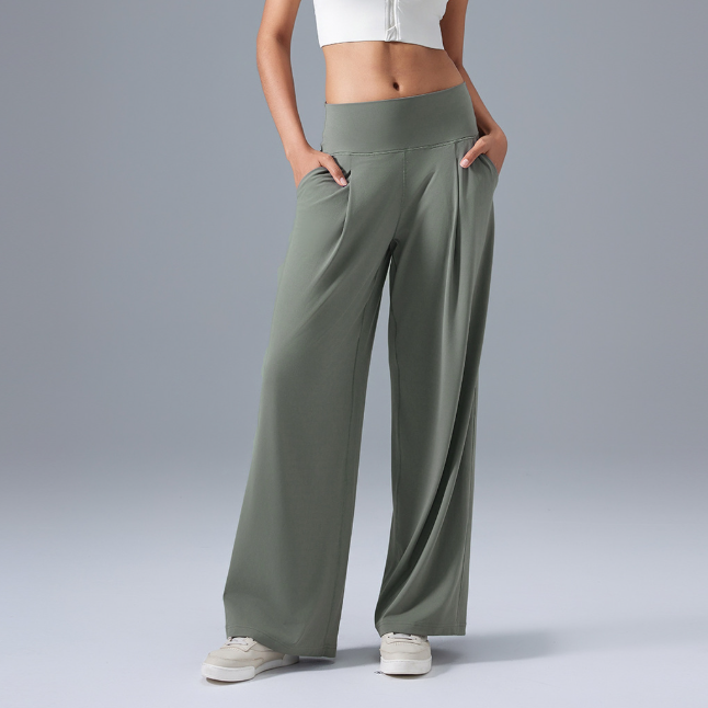 Pantalones casuales holgados que combinan con todo, de pierna ancha, de cintura alta, para correr, yoga, de secado rápido, transpirables, para hacer ejercicio y entrenar, para mujer