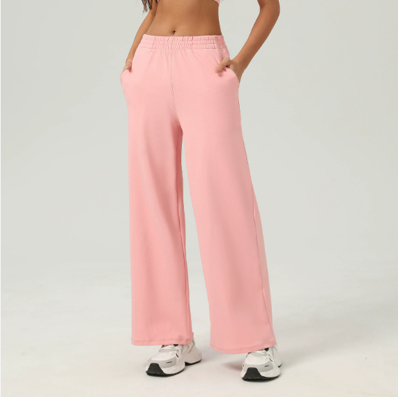 Pantalones deportivos casuales de pierna ancha, de cintura alta, rectos, para yoga, para correr al aire libre, deportivos, para mujer