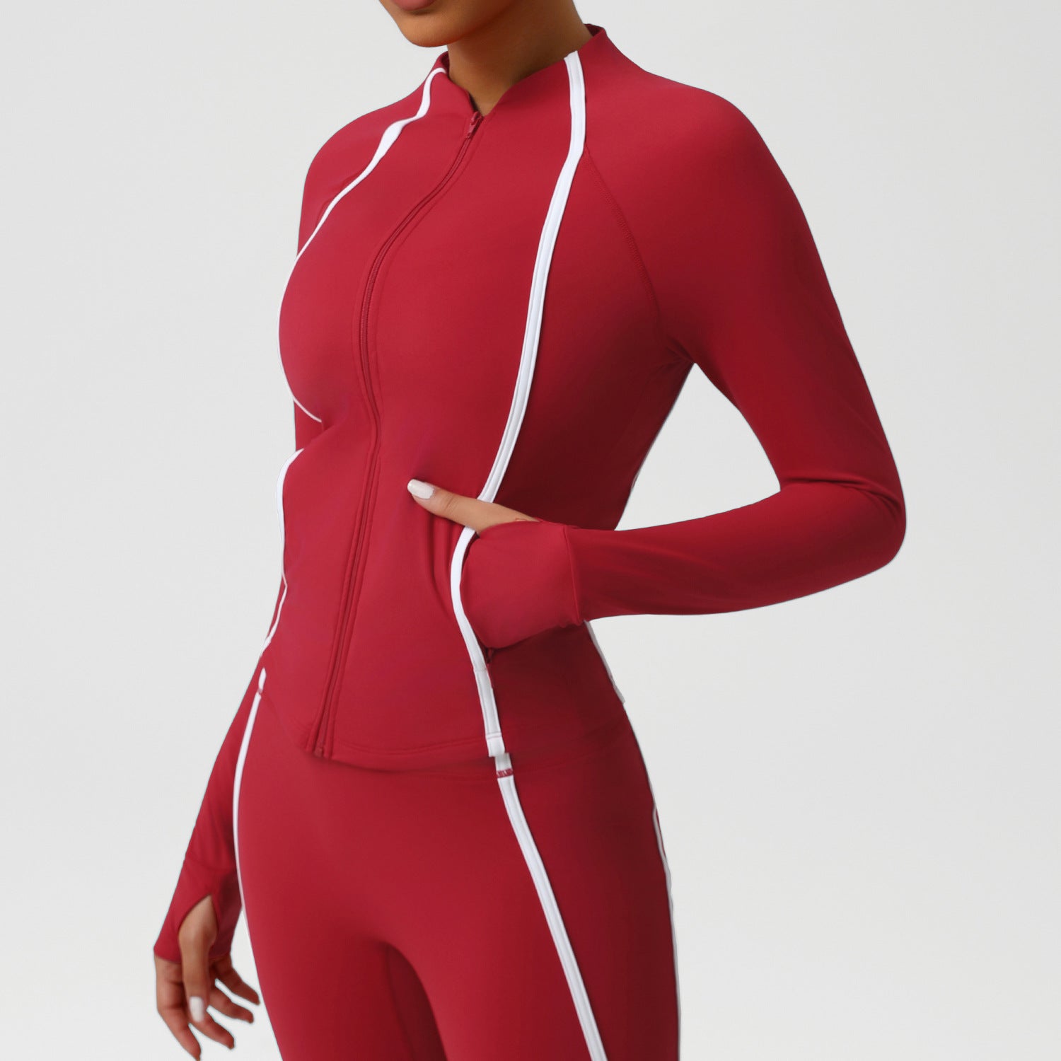 Autumn Winter Sports Yoga Clothes Coat Small Stand Collar Zipper Cardigan Nude Feel High Elastic Training Fitness Jacket