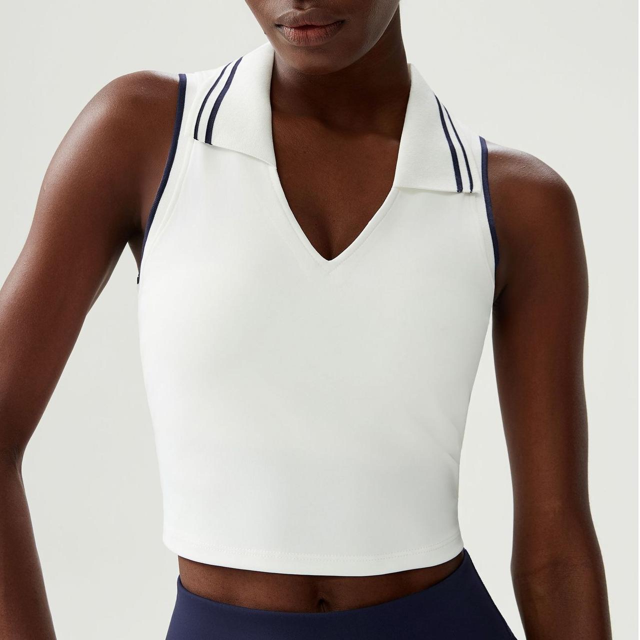 Stand Collar Tennis Women Yoga Fitness Running Top Quick Drying Sleeveless Vest with Chest Pad