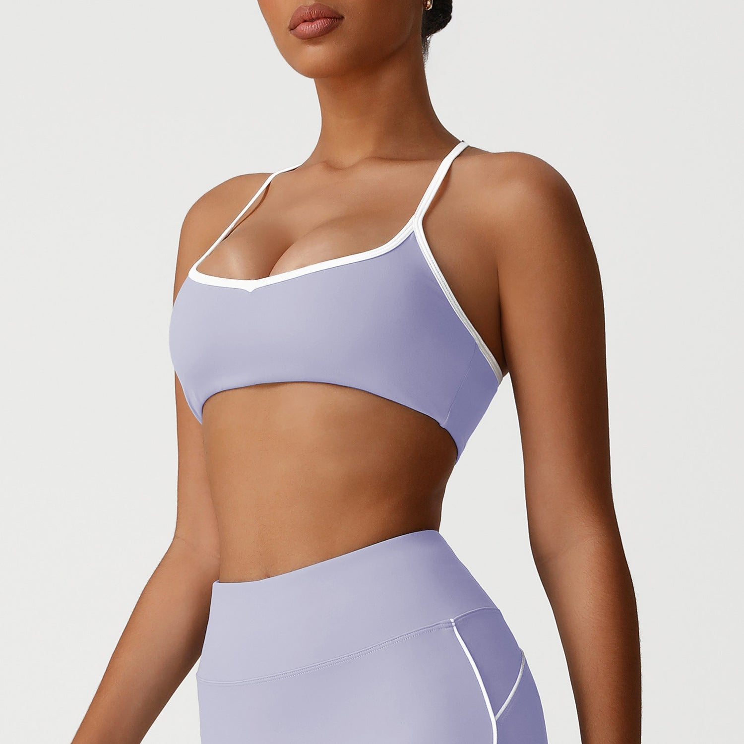 Soutien-gorge dos nu croisé effet seconde peau, antichoc, push-up, haute élasticité, sous-vêtement de sport sexy gainant, soutien-gorge de yoga