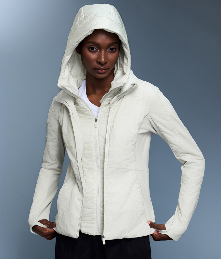 Faux Two Piece Hooded Sports Cotton Jacket Waterproof Tight Waist Slimming Warm Even Hat Clip Cotton Jacket Women Autumn Winter