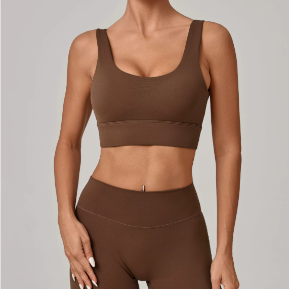 Sujetador de yoga ajustado con dobladillo ancho para mujer, ropa interior para correr, hacer ejercicio, ropa de yoga, ropa de abrigo, top