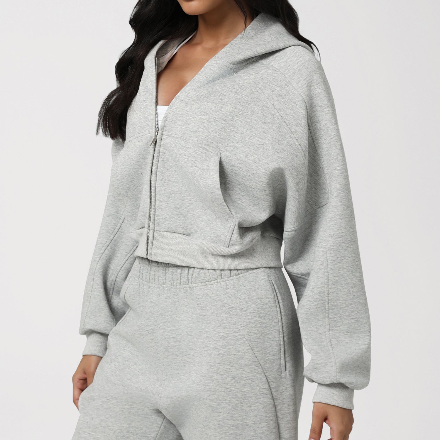 Hooded Sports Casual Sweater Autumn Winter Outdoor Running Fitness Top Long Sleeve Short Yoga Jacket