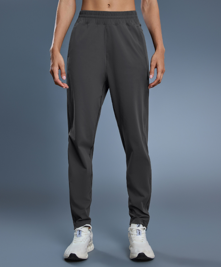 Pantalones deportivos casuales para mujer, de color sólido, a juego, finos, transpirables, con cremallera, para entrenamiento y correr, de dos vías