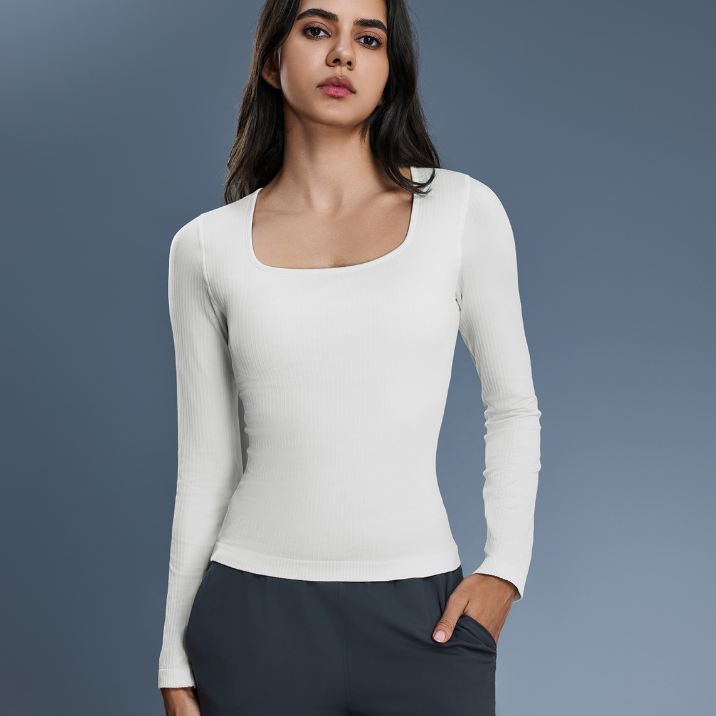 Yoga Clothes Women Fitness Exercise Long Sleeve Square Neck Slimming Bottoming Shirt Inner Wear Blouse Women Autumn