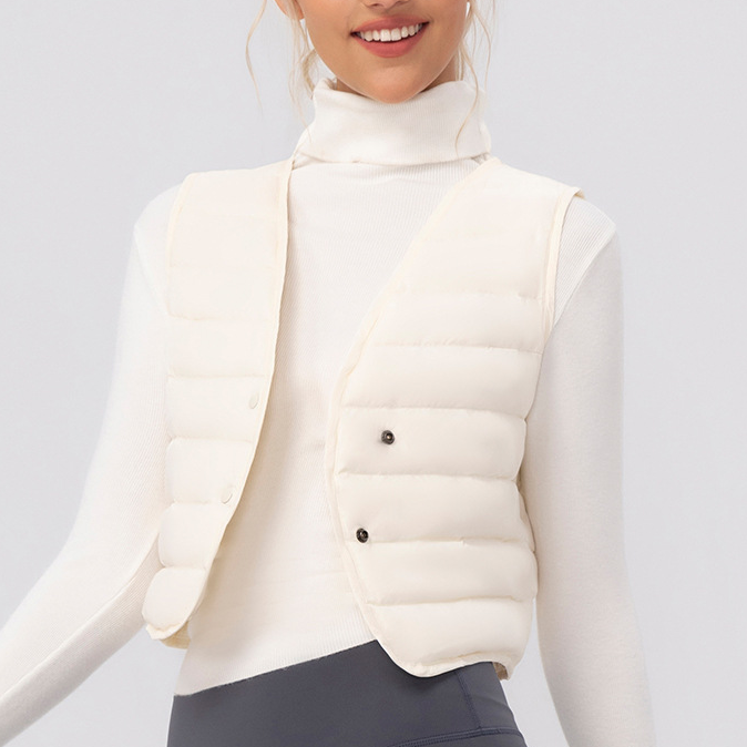 Autumn Winter Warm Yoga down Jacket Vest Women Portable Outdoor Sports Training Running Sports down Vest