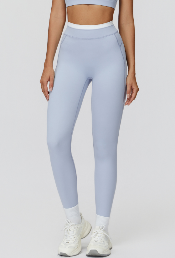 Nude Feel Yoga Trousers Thread High Waist Contrast Color Tight Trousers Women Sports Running Fitness Clothes