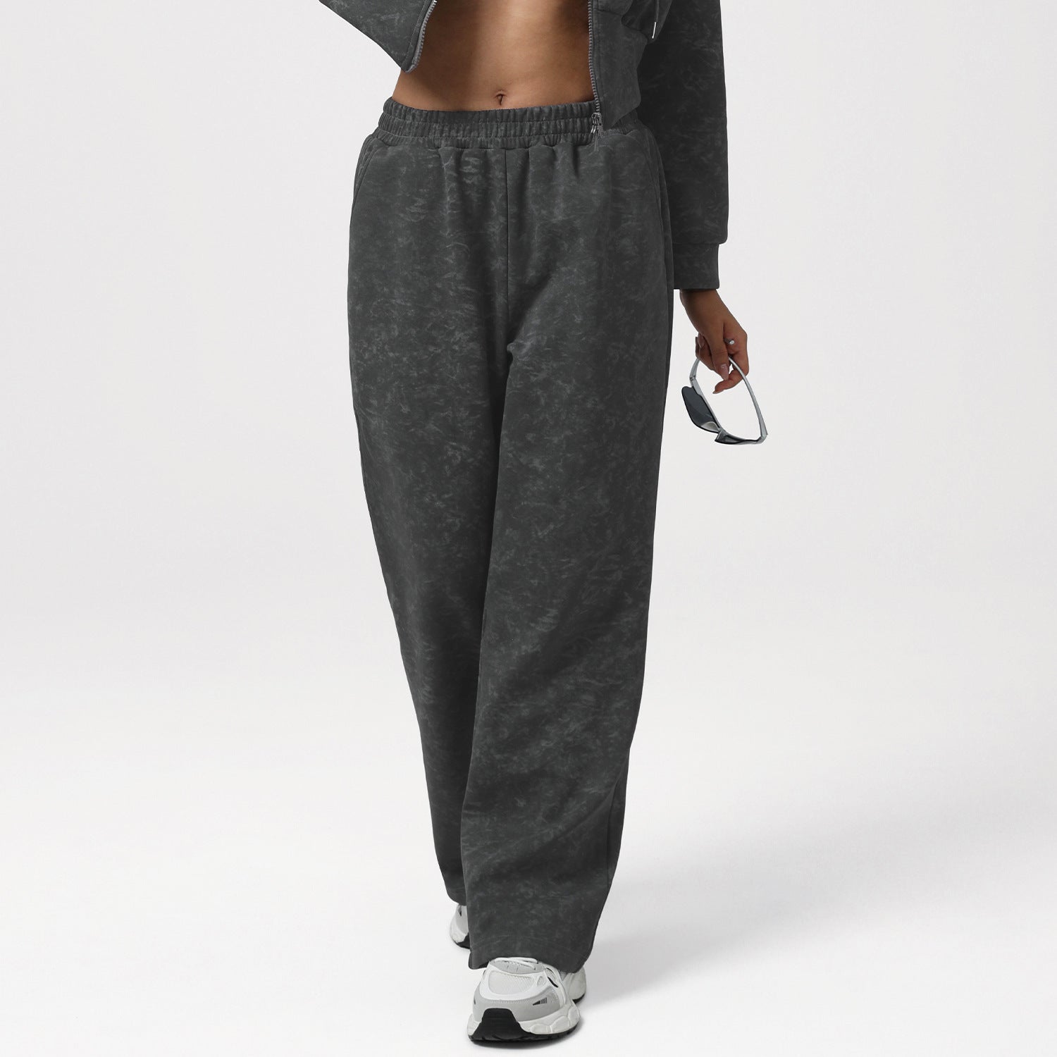 Outdoor Running Casual Wide Leg Pants Loose High Waist Print Straight-Leg Pants Sports Training Trousers Women