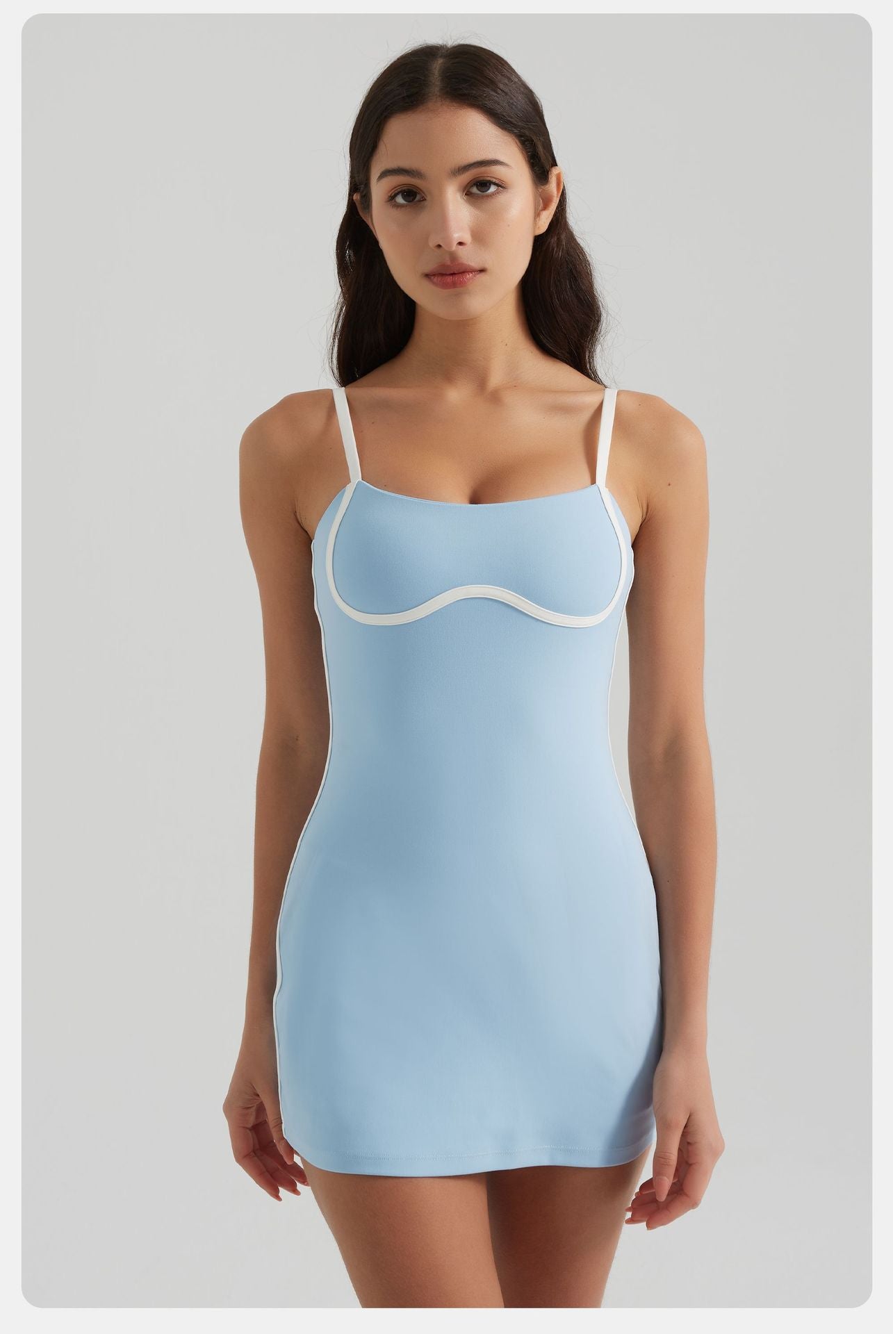 Contrast Color with Chest Pad Anti Exposure Bottom Shorts Exercise Workout Training Sling Tennis Skirt Yoga Clothes Women