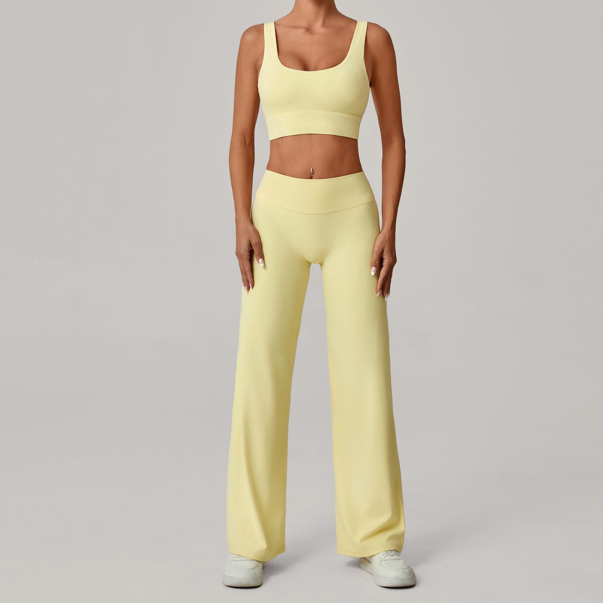 Soutien-gorge à double bretelle, pantalon droit, tenue de yoga à séchage rapide pour le sport en extérieur, idéal pour l'hiver et la course à pied.