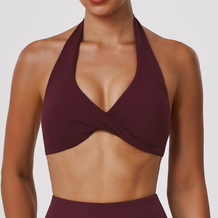 Soutien-gorge de yoga dos nu sexy avec découpe ajourée, débardeur de sport ultra-élastique, culotte push-up pour la course et le fitness.