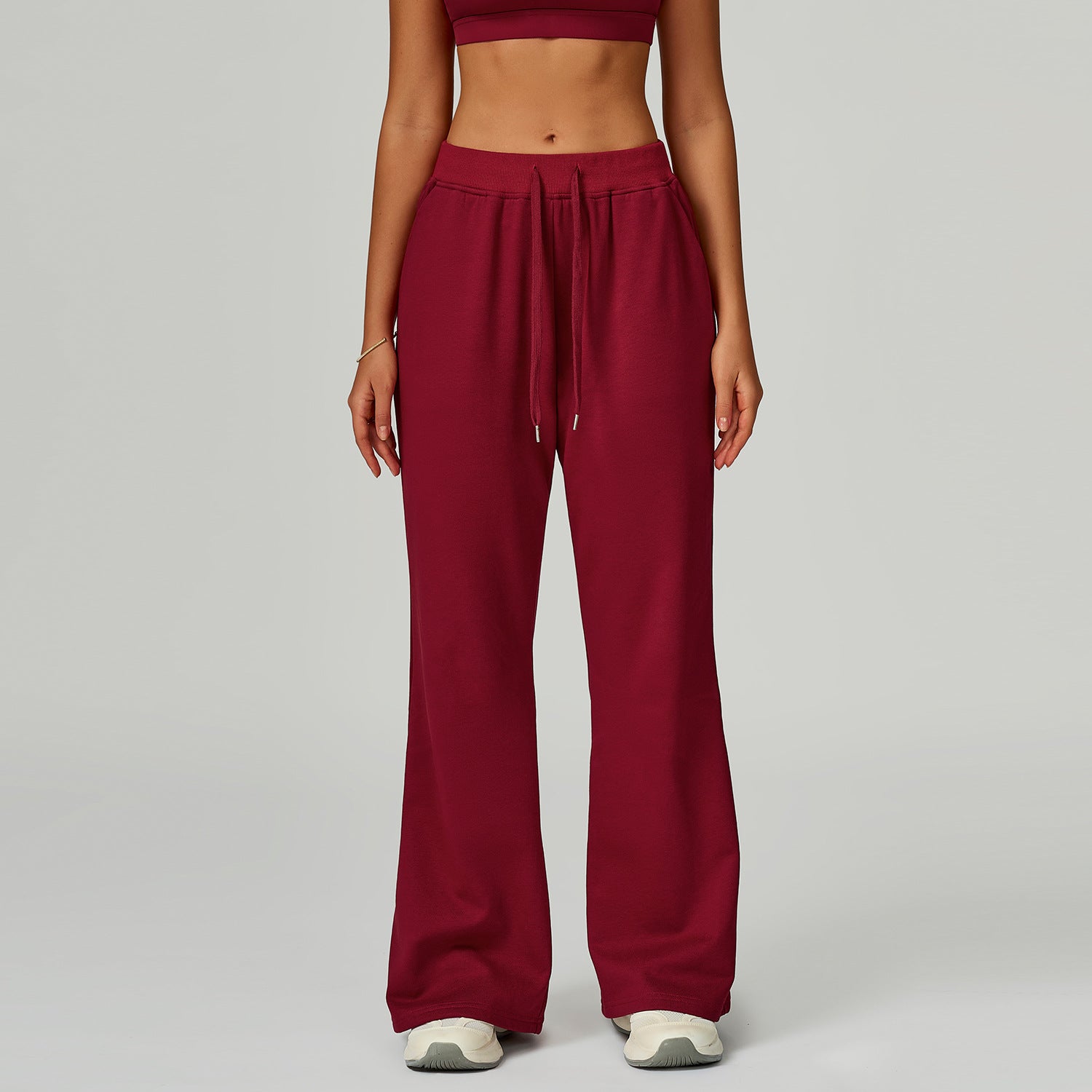 High Waist Loose Track Sweatpants Drawstring Pocket Straight Casual Trousers Sports Pants Women