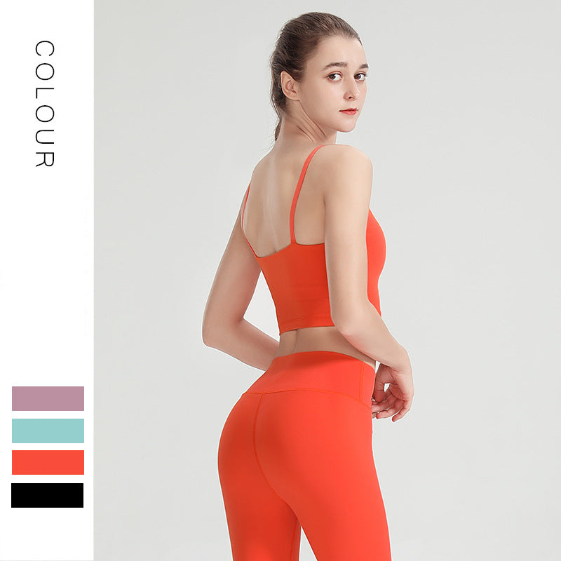 New Solid Color Running Shockproof Nude Feel Sports Bra Women Yoga Straps Vest Fitness Push-up Beauty Back Underwear