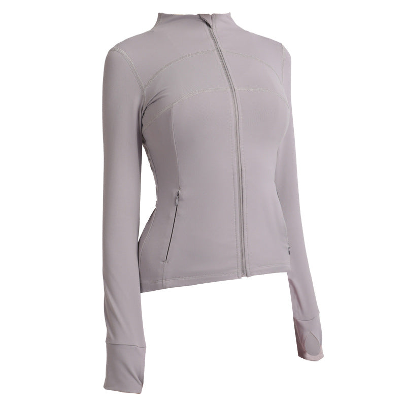 Veste de sport à manches longues et séchage rapide pour femme, idéale pour la course et le yoga. Blouse zippée pour femme.