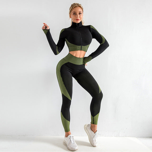 Army Green Long Sleeves Two-Piece Set