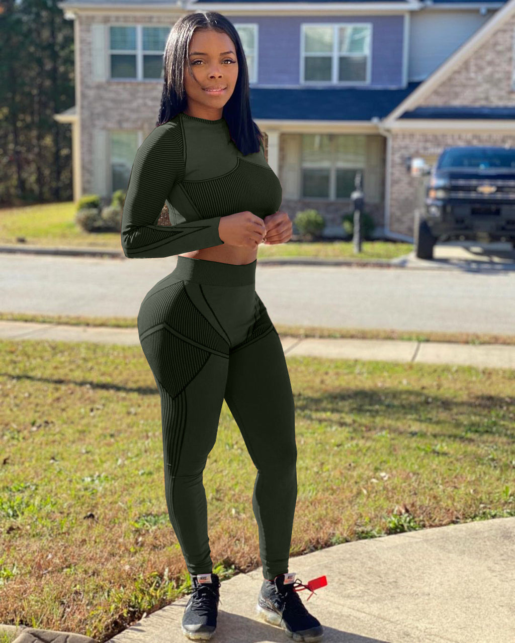 Ensemble 2 pièces pour femme, collection automne-hiver, tenue de yoga et de sport coupe ajustée