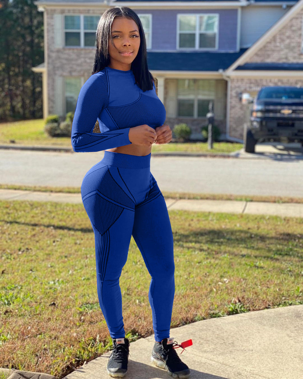 Ensemble 2 pièces pour femme, collection automne-hiver, tenue de yoga et de sport coupe ajustée