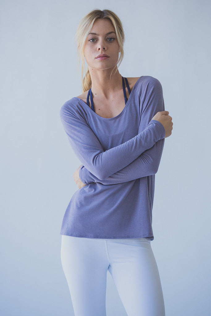 Ropa de yoga holgada y transpirable para mujer, camiseta de manga larga sin espalda, ligera, modal, para ejercicio y entrenamiento