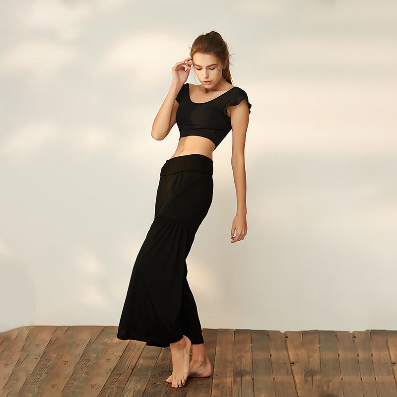 Pantalones deportivos holgados informales, pantalones de yoga, pantalones acampanados, diseño con reborde