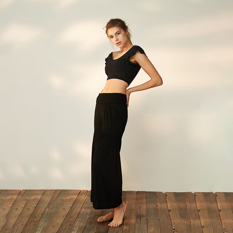 Pantalones deportivos holgados informales, pantalones de yoga, pantalones acampanados, diseño con reborde