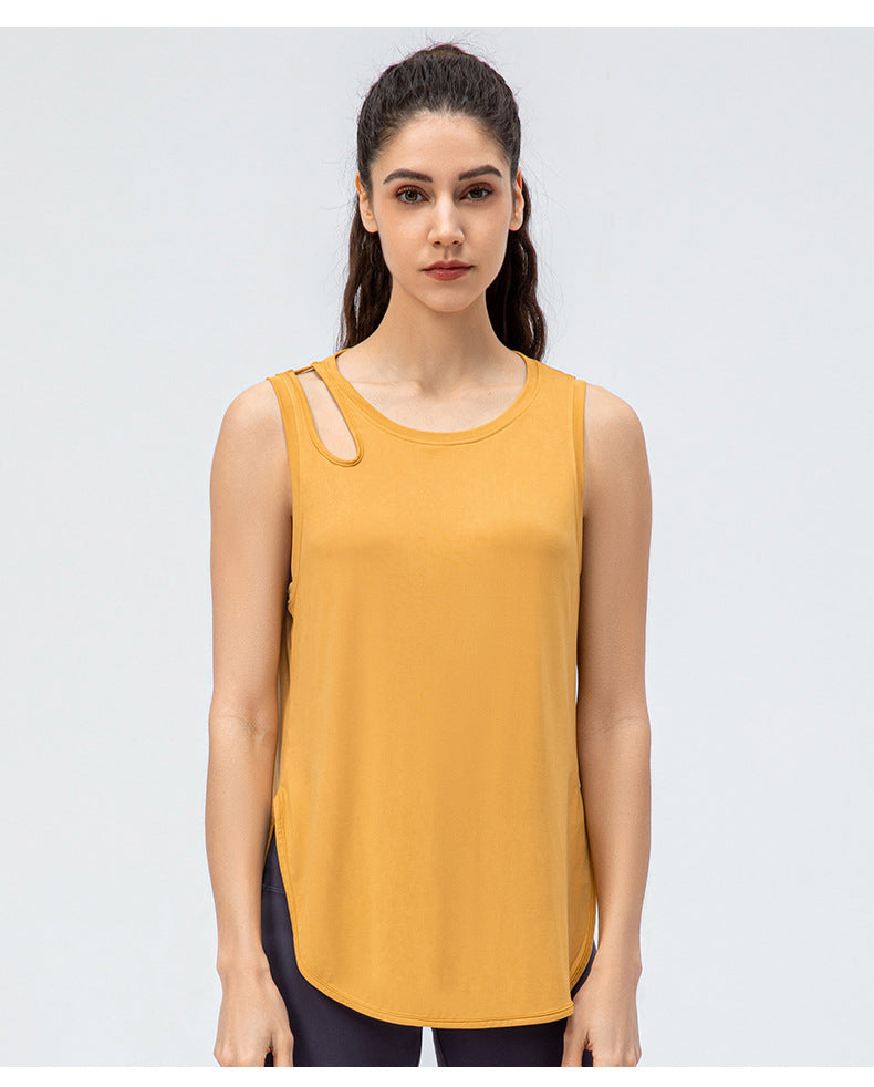 Spring Summer Women Ice Yoga Vest Loose Casual Running Sports Blouse Quick Drying Breathable Workout Top