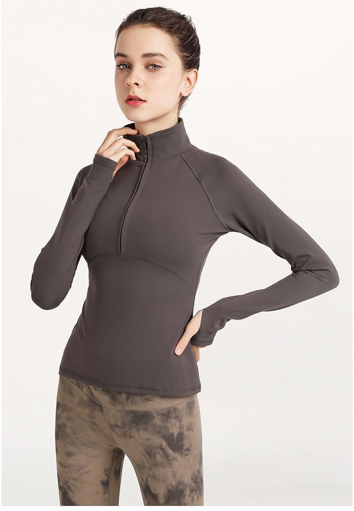 Ropa de entrenamiento para correr, chaqueta de yoga de manga larga, abrigo con media cremallera, blusa deportiva para mujer