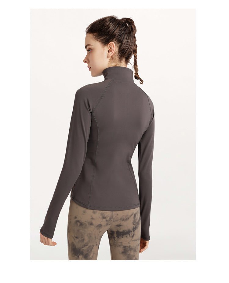 Workout Clothes Running Long Sleeve Yoga Jacket Coat Half Zipper Sports Blouse for Women