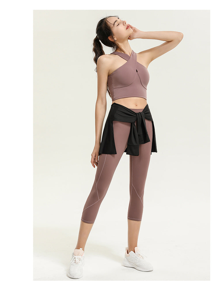 Sports Fitness Yoga One-Piece Skirt Thigh-Length Slimming Skirt Bandage Yoga Dance Ballet Skirt
