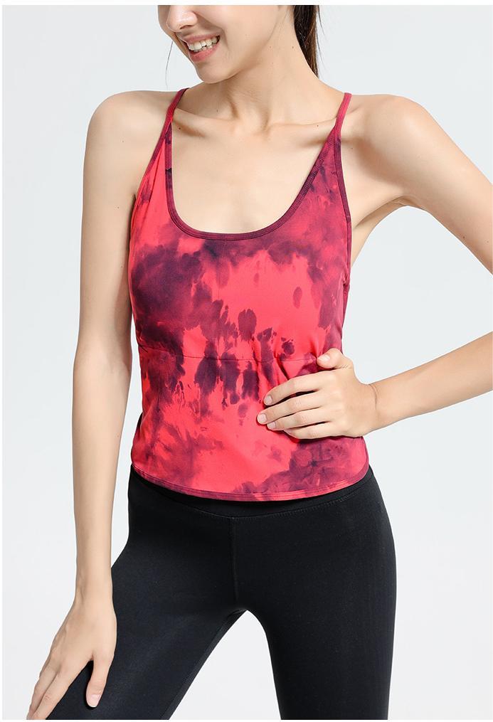 Flow Gradient Yoga Vest Women with Chest Pad Thin Strap Beauty Back Sling Sports Underwear Running Fitness Clothes Summer