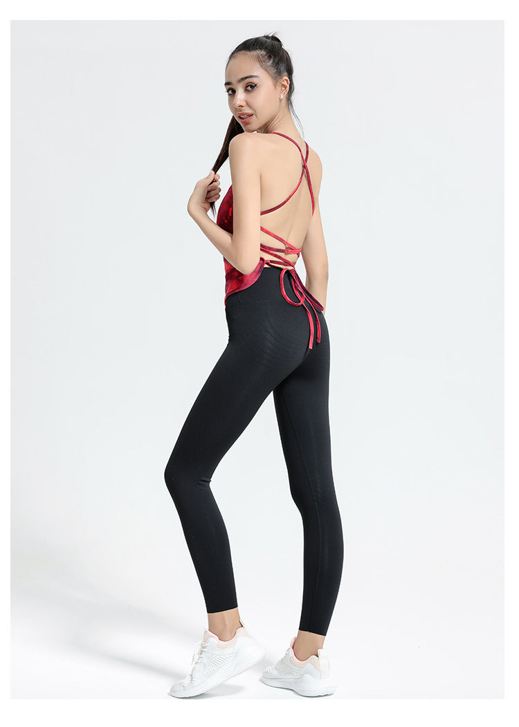 Chaleco de yoga con gradiente de flujo para mujer con almohadilla para el pecho, correa fina, ropa interior deportiva para correr y fitness de verano.