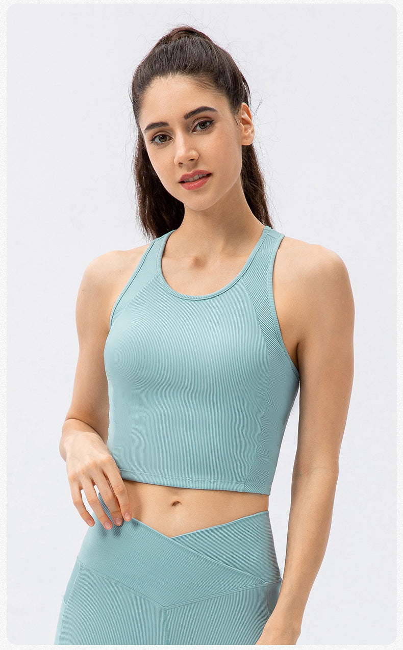 Yoga Vest Women High-Strength Sports Bra Integrated Vest with Chest Pad Tight Training Running Top