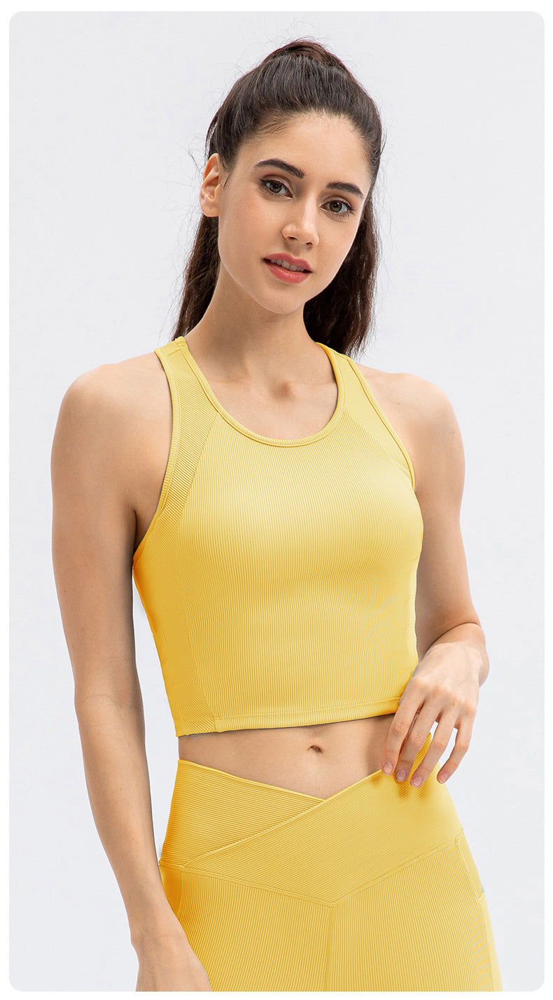 Yoga Vest Women High-Strength Sports Bra Integrated Vest with Chest Pad Tight Training Running Top