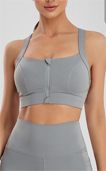 Soutien-gorge de sport grande taille pour femme, idéal pour le fitness, la course à pied, le yoga et le fitness. Mains fortes poitrines, mettant en valeur la petite poitrine. Fermeture éclair au dos.