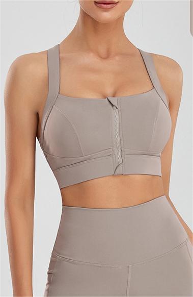 Sujetador deportivo de talla grande para mujer, para fitness, correr, yoga, resistente a golpes, con cremallera en la espalda, para mostrar el pecho grande
