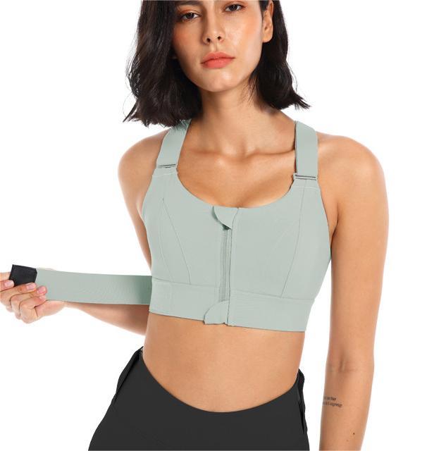 Ropa interior deportiva con cremallera para mujer, de alta resistencia, a prueba de golpes, para correr, yoga, hermoso chaleco, sujetador de entrenamiento push up sin costuras.