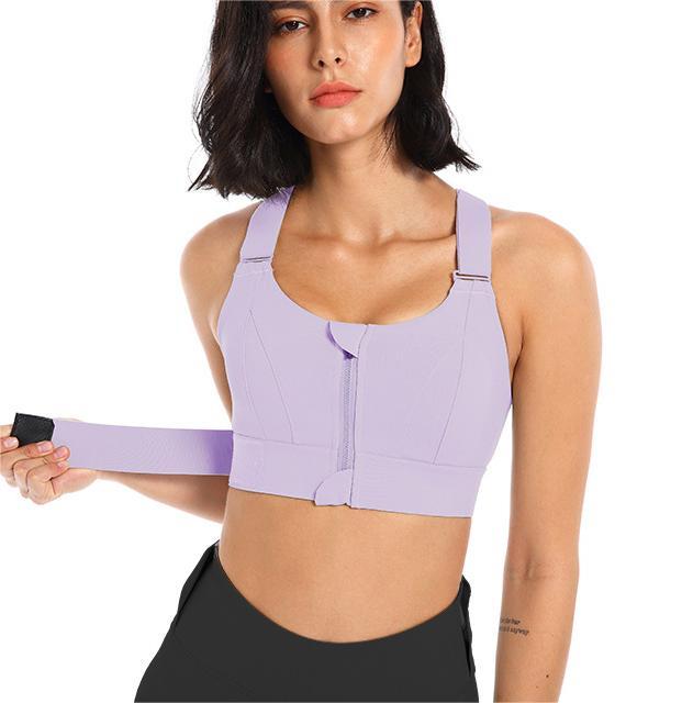 Ropa interior deportiva con cremallera para mujer, de alta resistencia, a prueba de golpes, para correr, yoga, hermoso chaleco, sujetador de entrenamiento push up sin costuras.