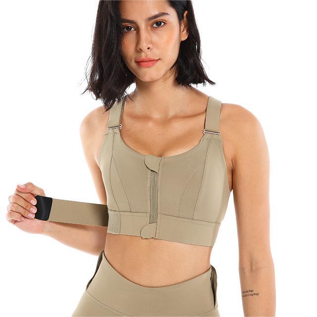 Ropa interior deportiva con cremallera para mujer, de alta resistencia, a prueba de golpes, para correr, yoga, hermoso chaleco, sujetador de entrenamiento push up sin costuras.