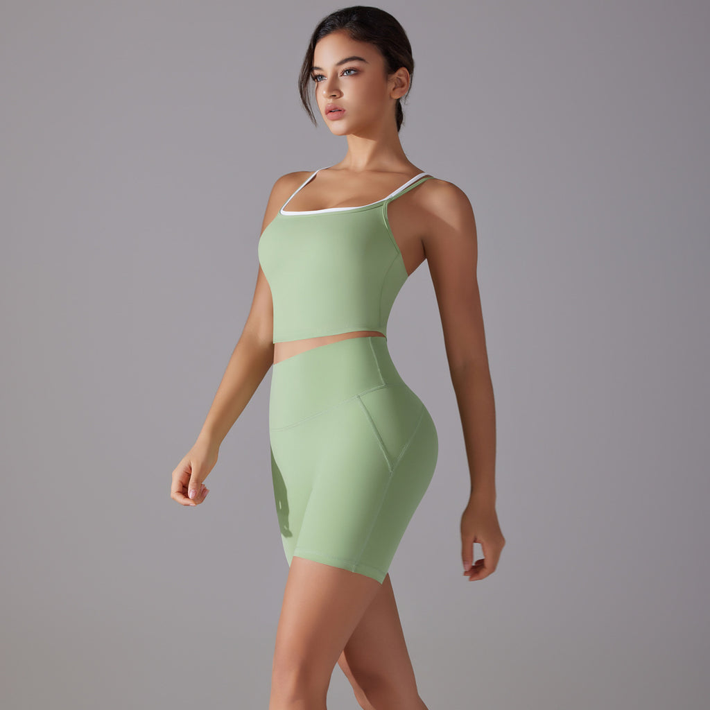 Soutien-gorge dos sans coutures, taille haute, effet push-up, hypoallergénique, invisible, short de sport, ensemble running, fitness et yoga