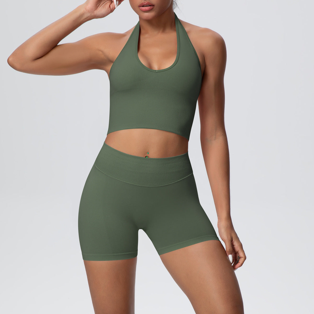 Vest Shorts Suit-Olive Green