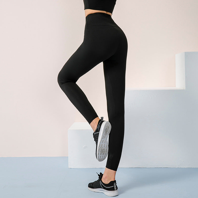 Autumn Winter High Waist Yoga Pants Women Skin Friendly Double Sided Nude Feel Cross High Waist Slim Look Running Fitness Sports Pants