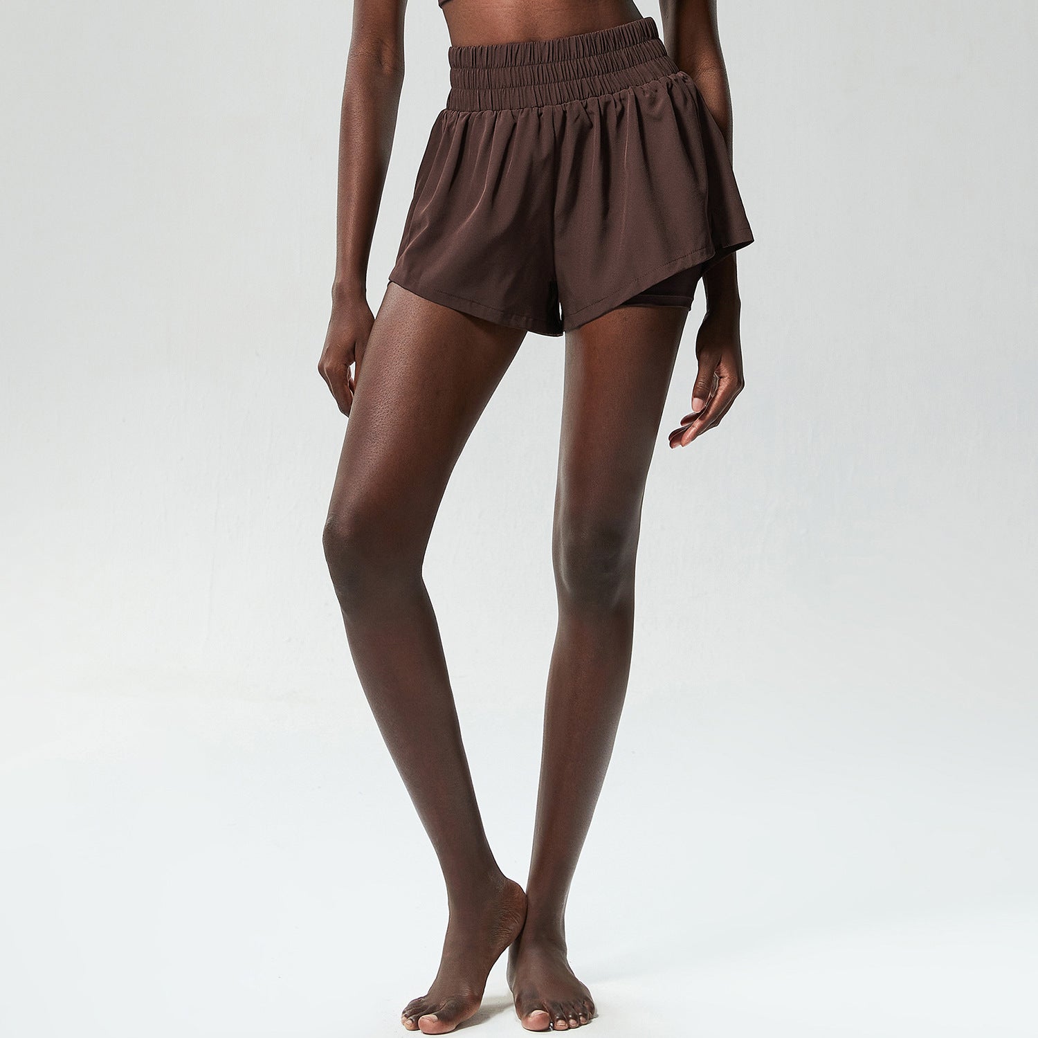 Quick Drying Dolphin Line Long Leg Sports Shorts Women Anti Exposure Summer Faux Two Pieces Fitness Yoga Shorts