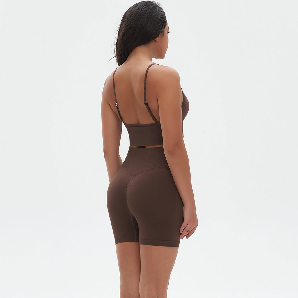 Ropa de yoga transpirable sin costuras, sujetador deportivo sexy con espalda descubierta y mallas moldeadoras de cintura alta, traje de fitness