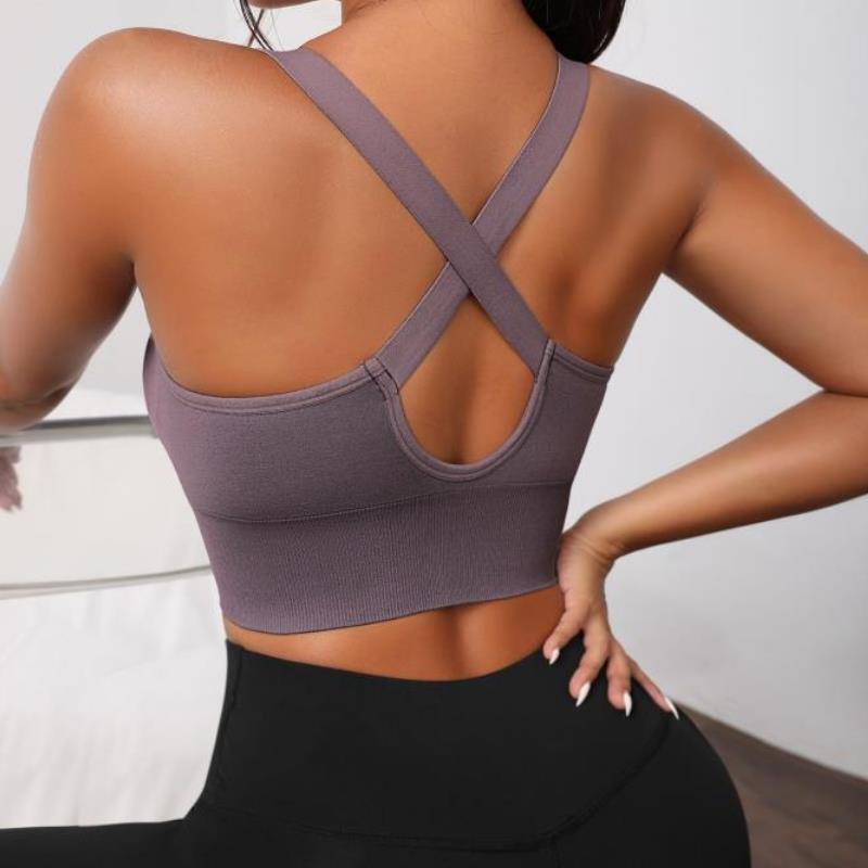 Seamless Knitted Sexy Outer Wear Inner Wear Bra Fitness Tight Quick Drying Sweat Absorbent Sports Yoga Bra Women