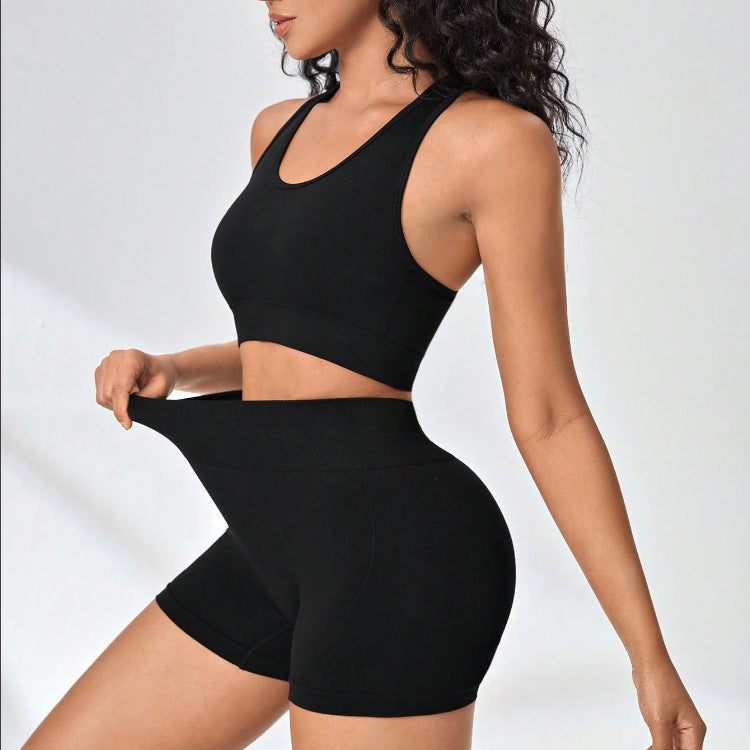 Soutien-gorge de sport imprimé sans coutures, haute élasticité, sous-vêtements, tenue de yoga, de course et de fitness, ensemble deux pièces